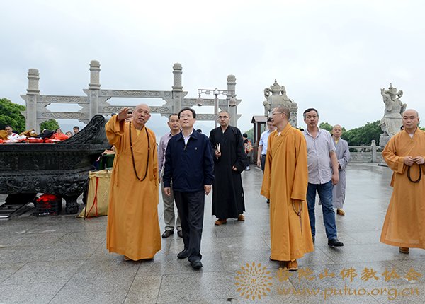 图8:会长道慈大和尚、常务理事心遐法师陪同张彦通副局长一行调研南海观音.jpg